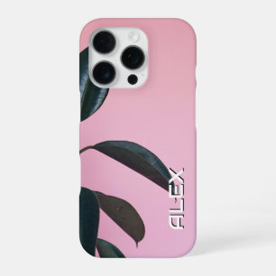 Rubber Plant Botanical Art on Dusty Pink iPhone 16 Pro Case