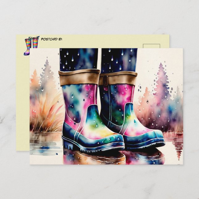 Rubber Rain Boots, Postcrossing Postcard (Front/Back)