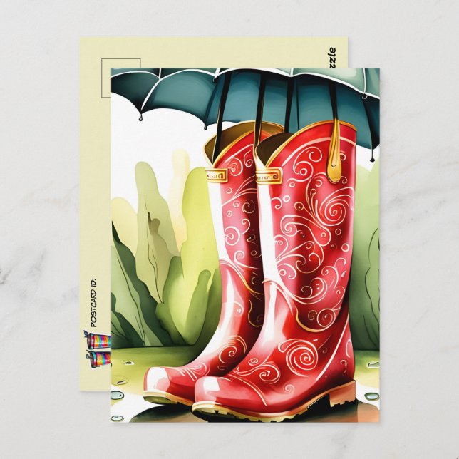 Rubber Rain Boots, Postcrossing Postcard (Front/Back)