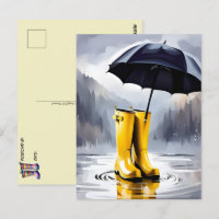 Rubber Rain Boots, Postcrossing Postcard, Postcard
