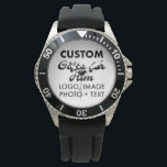Rubber, Stainless Steel Watch Custom Gifts for Him<br><div class="desc">Custom Gifts for Him personalised Stainless Steel Watch with Rubber Strap. Upload logo,  photo,  image,  design and add your own text to make your own personalised birthday,  Christmas,  Father's Day,  Valentine's Day celebration,  office gifts for him (man,  men,  husband,  boyfriend,  father,  dad,  young man,  son).</div>