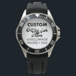 Rubber, Stainless Steel Watch Custom Gifts for Him<br><div class="desc">Custom Gifts for Him personalised Stainless Steel Watch with Rubber Strap. Upload logo,  photo,  image,  design and add your own text to make your own personalised birthday,  Christmas,  Father's Day,  Valentine's Day celebration,  office gifts for him (man,  men,  husband,  boyfriend,  father,  dad,  young man,  son).</div>