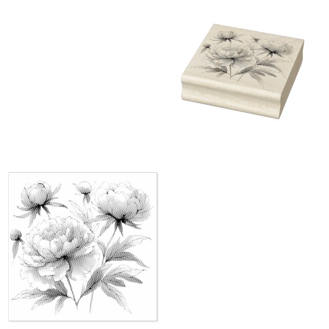 Rubber Stamp Peonies Var01 (Stamped)