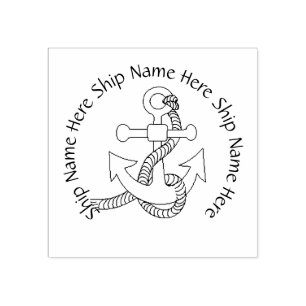 Rubber Stamp - Ship Anchor with Text