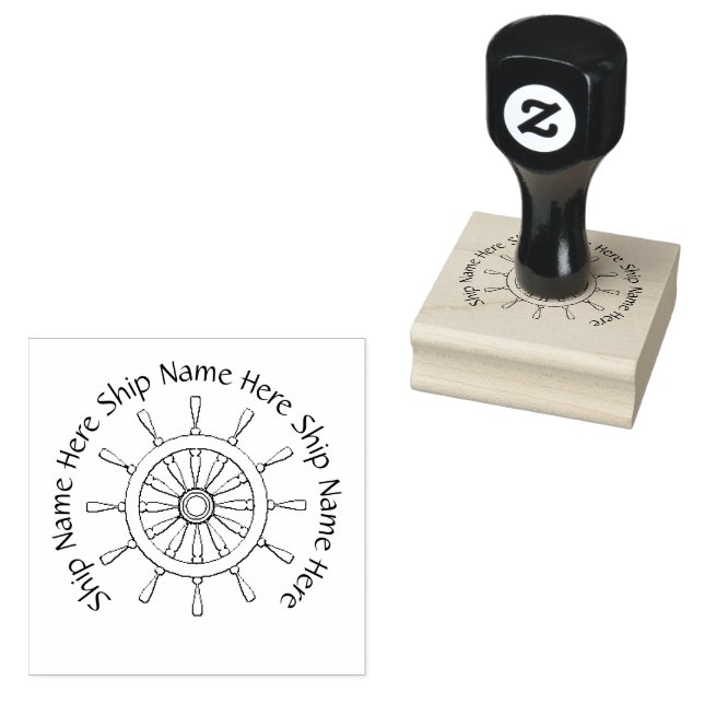 Rubber Stamp - Ship Wheel with Name (Stamped)