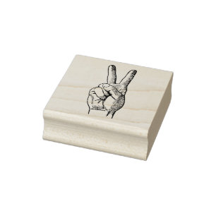 Rubber stamp with vintage Victory Hand Fingers