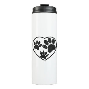 Rubber Stamped Heart And Pet Paw Prints Thermal Tumbler