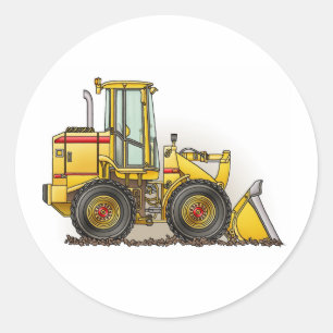 Rubber Tire Loader Construction Equipment Classic Round Sticker