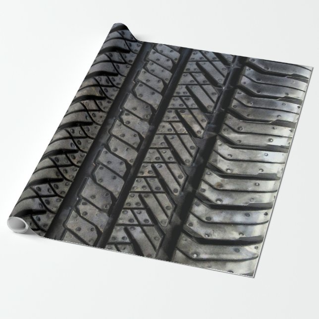 Rubber Tire Style Automotive Texture Wrapping Paper (Unrolled)