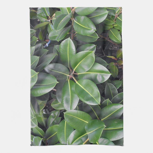 Rubber Tree Closeup Tea Towel (Vertical)