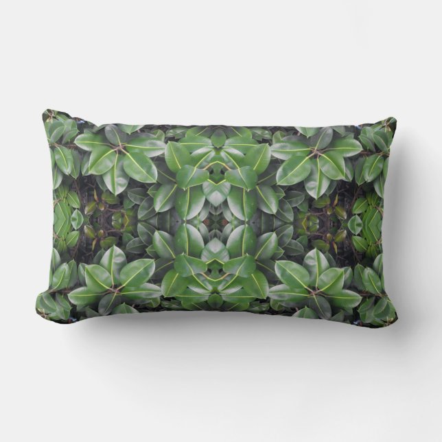 Rubber Tree Leaf Pattern Lumbar Cushion (Front)