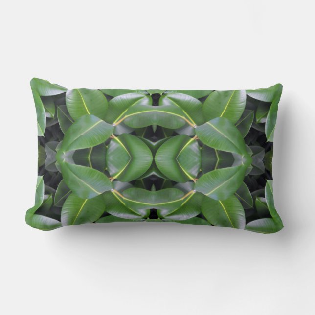 Rubber Tree Pattern Lumbar Cushion (Front)