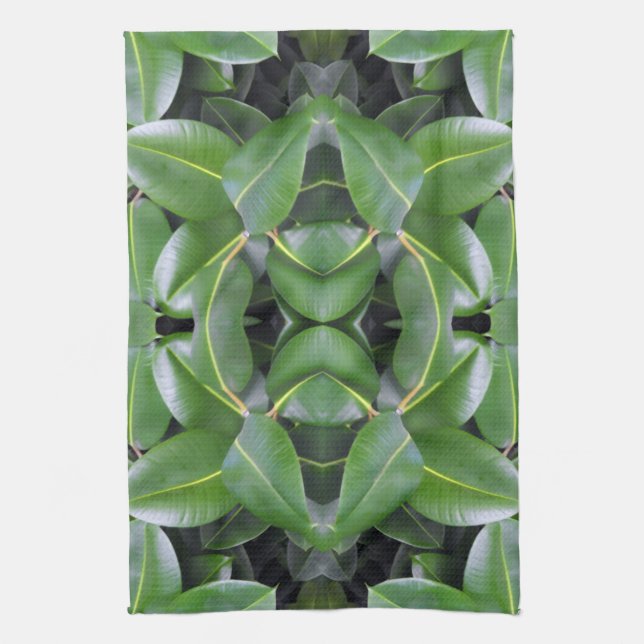 Rubber Tree Pattern Tea Towel (Vertical)