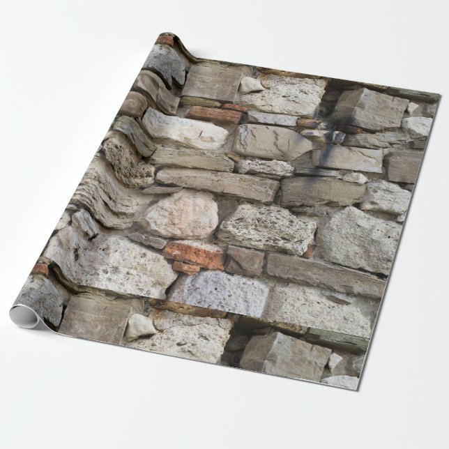 Rubble stone wall pattern wrapping paper (Unrolled)