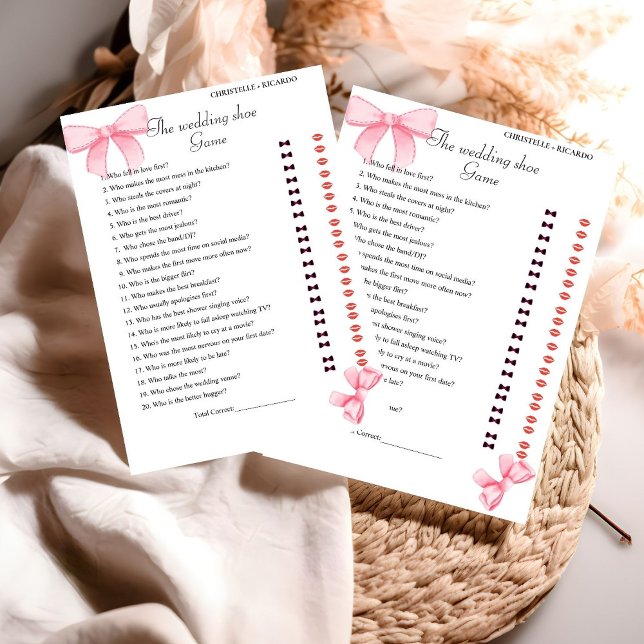 Rubbon Knot Bride & Groom Bridal Shower Game Card (Creator Uploaded)