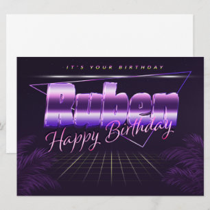 Ruben Name Vorname lila retro Karte Geburtstag Card