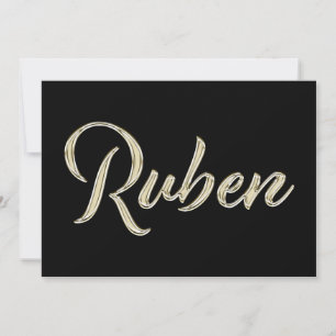 Ruben Name white gold Handwriting Card