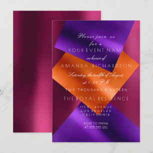 Ruben Purple Coral Amethyst Metallic Geometry Eben Invitation