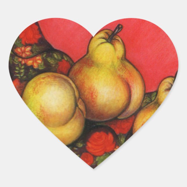 Rubenesque Pears Heart Sticker (Front)