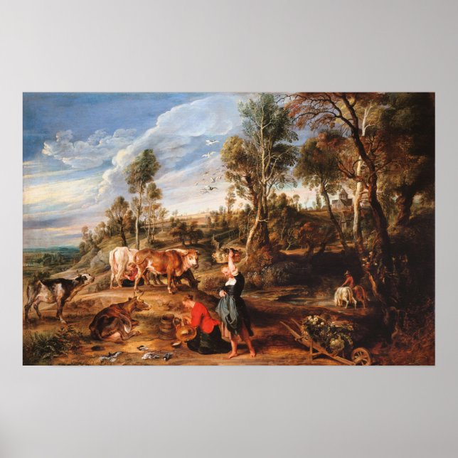 Rubens - Milkmaids With Cattle In Landscape, Laken Poster (Front)
