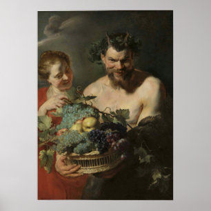 Rubens – Satyr & Nymph with Grapes and Quinces Poster