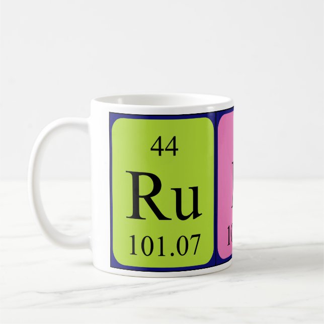 Rubi periodic table name mug (Left)