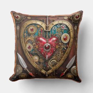 Rubies And Knives Heart Steampunk Series Cushion