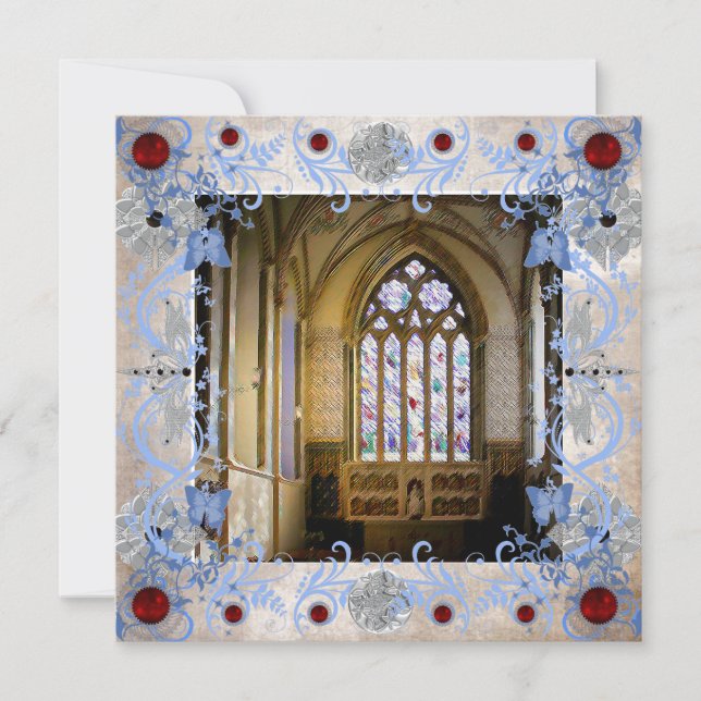 Rubies Art Deco Wedding Invitation Card (Front)