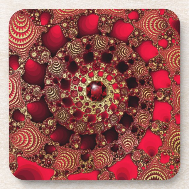 Rubies & Gold Cork Coaster (Front)