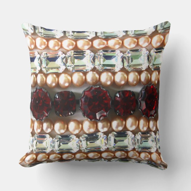 Rubies, Rhinestone, diamonds, jewellery, pearls Cushion (Front)