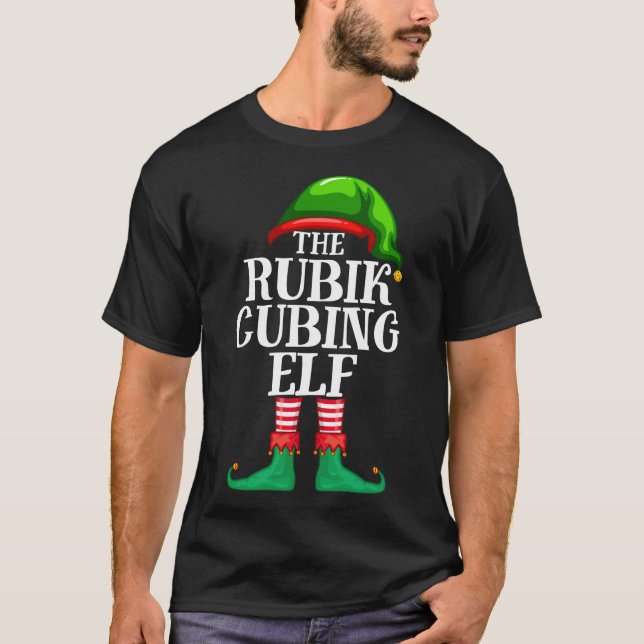Rubik Cubing Elf Matching Family Christmas Pajama T-Shirt (Front)