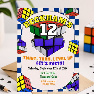 Rubik's Cube Birthday Puzzle Cube Party Invitation