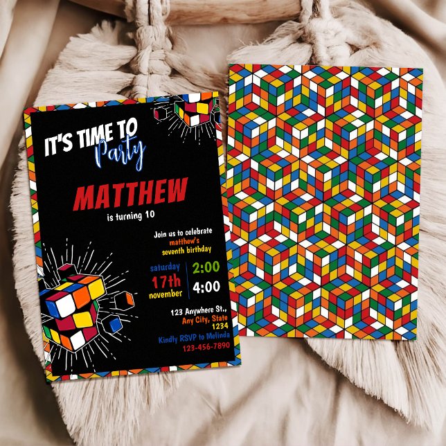Rubiks rainbow birthday Invitation (Creator Uploaded)
