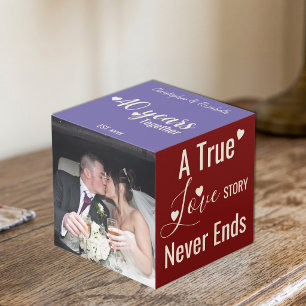 Ruby 40 years anniversary red purple photo cube