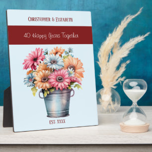 Ruby 40th anniversary flowers names blue plaque