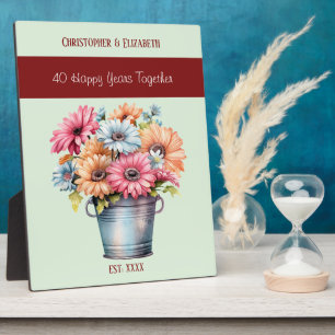 Ruby 40th anniversary flowers names green plaque