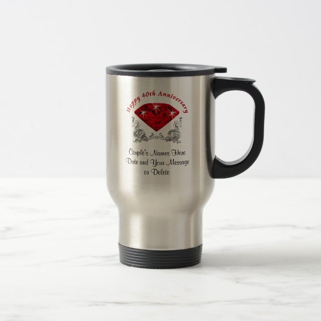 Ruby 40th Anniversary Mugs 3 Lines of YOUR TEXT (Right)