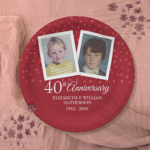 Ruby 40th Wedding Anniversary 2 Photo Paper Plate