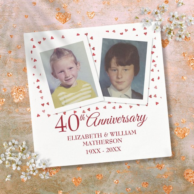 Ruby 40th Wedding Anniversary Childhood Photos Napkin (Ruby 40th Wedding Anniversary Childhood Photos Napkins)