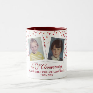 Ruby 40th Wedding Anniversary Childhood Photos Two-Tone Coffee Mug