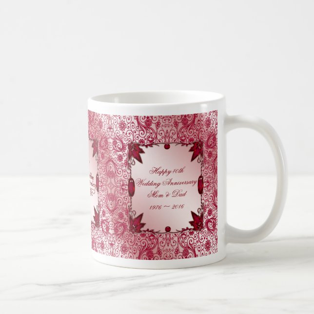 Ruby 40th Wedding Anniversary Coffee Mug (Right)