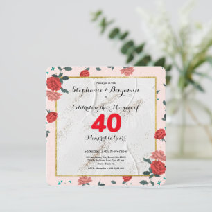 Ruby 40th Wedding Anniversary Custom Typography  Invitation