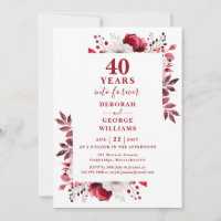 Ruby 40th Wedding Anniversary Floral Monogram
