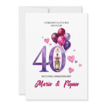 Ruby 40th Wedding Anniversary Invitation