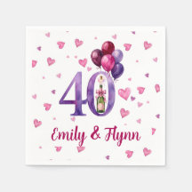 Ruby 40th Wedding Anniversary Paper Napkins