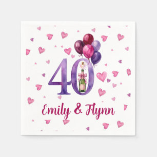 Ruby 40th Wedding Anniversary Paper Napkins