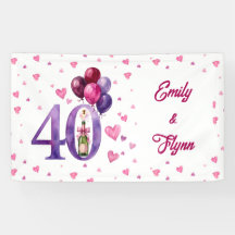 Ruby 40th Wedding Anniversary Party Banner