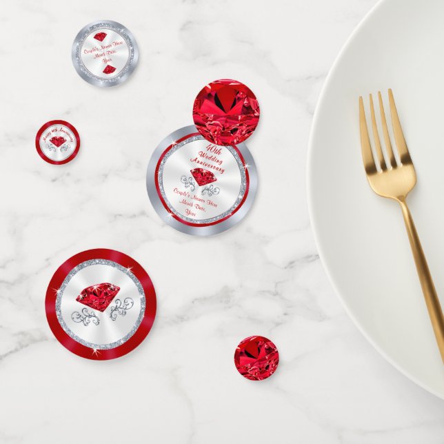 Ruby 40th Wedding Anniversary Table Decorations Confetti (Group)
