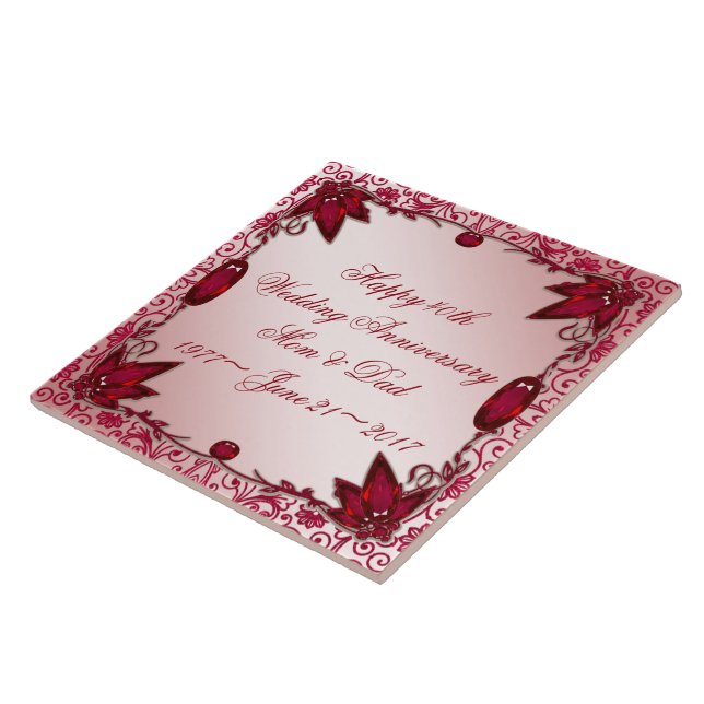 Ruby 40th Wedding Anniversary Tile (Side)