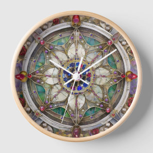 Ruby, Amethyst, Sapphire and, Pearl Mandala Clock